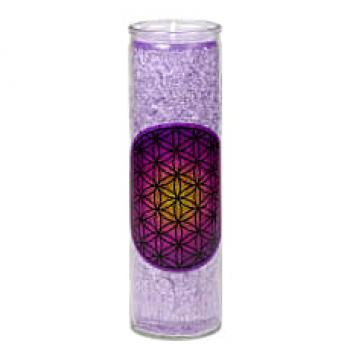 Kerze Blume des Lebens violett Lavendel/Mandarine/Vanille
