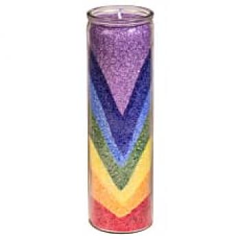 Kerze Regenbogen Chakra Farben Zeder Weißtanne und Rosmarin