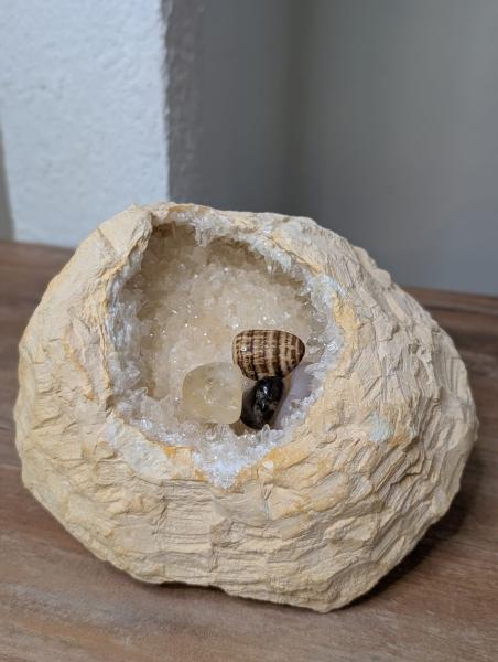 CALCIT Druse besondere Schale, runde Form